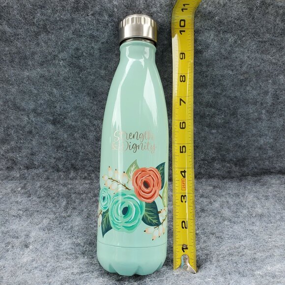 Double-Walled Stainless Steel Water Bottle - Strength & Dignity Floral Design - - Picture 10 of 10